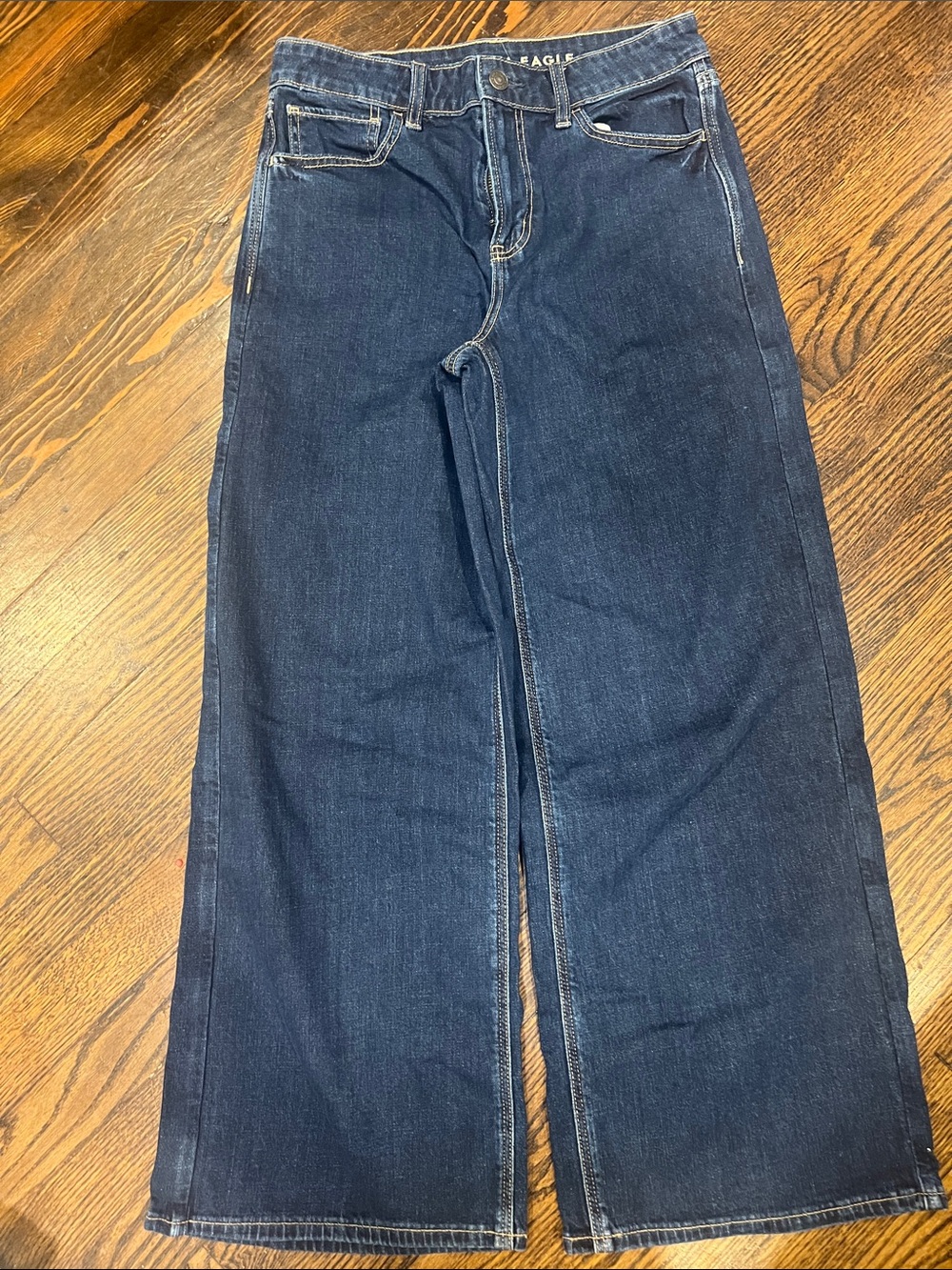 American Eagle Outfitters Dark Blue High Waist Wide-Leg Jeans